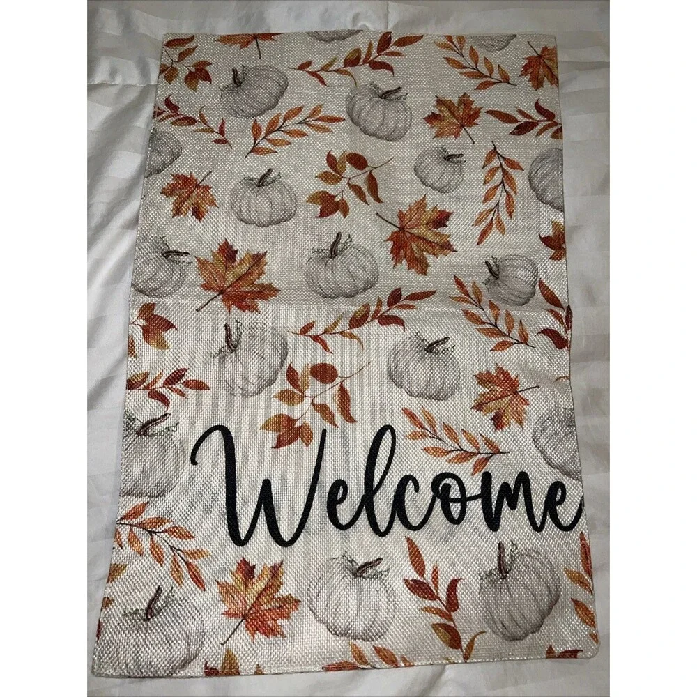 Welcome Pumpkin Fall Garden Flag Double-Sided Decorative Yard Flag 12“×18”